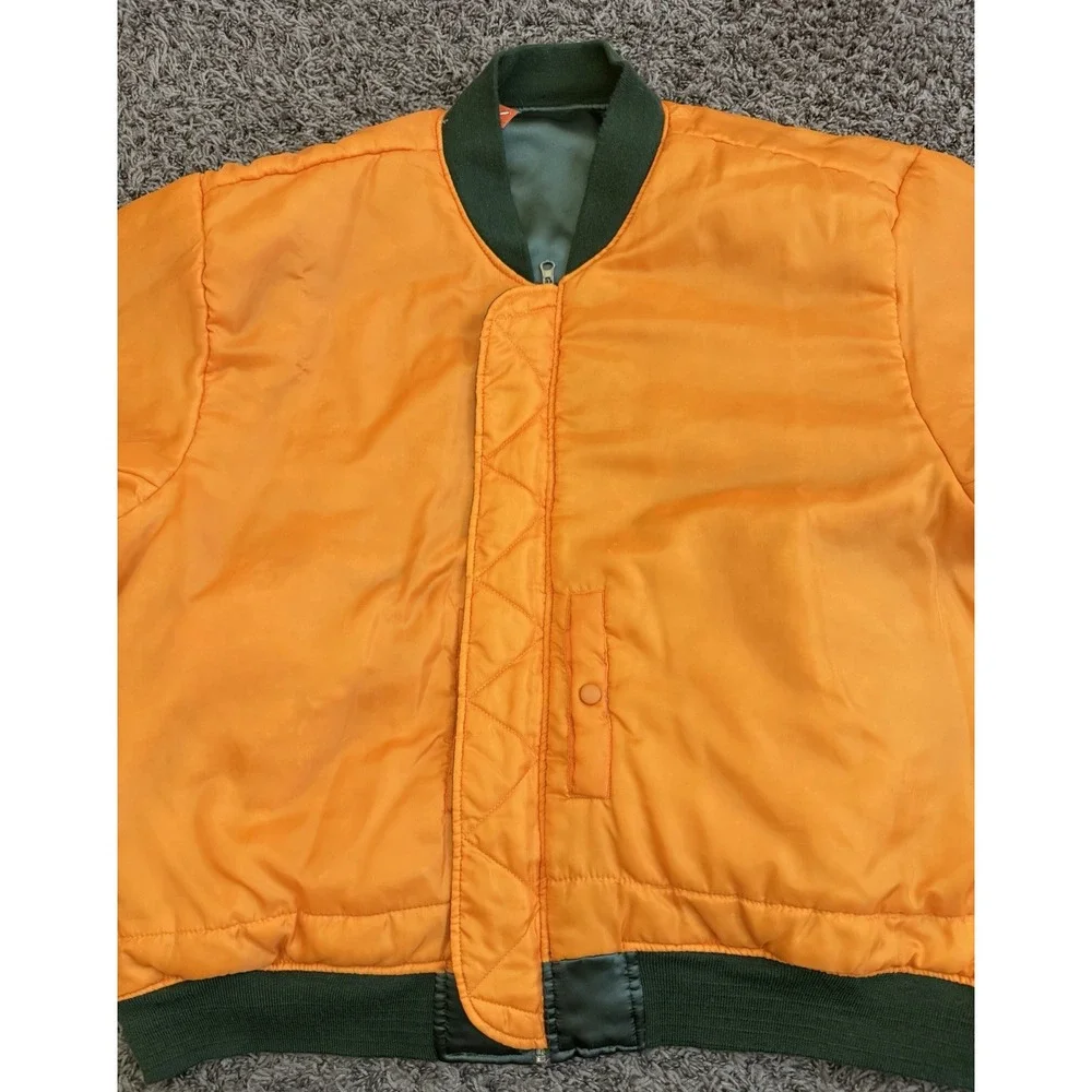 Steve & Barry's Flight Jacket Reversible Olive Green Orange Zip Pockets Size 2XL